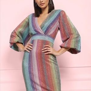 Rainbow striped sparkle dress